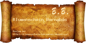 Blumenschein Barnabás névjegykártya